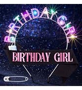 Uranian Light Up Birthday Headbands and Sash LED Rhinestone Halo Crowns Glow Birthday Party Favor...