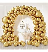 RUBFAC 149pcs Gold Balloons Different Sizes 18 12 10 5 Inch, Metallic Gold Balloons Latex Gold Ba...