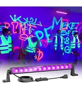 42W LED Black Light Bar, 36 LEDs Blacklight Flood Light with Plug and Switch, Light Up 24x24ft Ar...