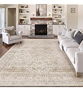 WondRg 8x10 Washable Beige Vintage Area Rug for Living Room Bedroom Large Traditional Low Pile So...