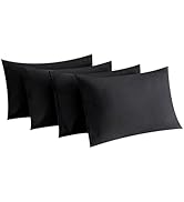 MINIPANDA Black Pillow Cases Set of 4 Queen Size - Super Soft, Smooth and Breathable Pillow Cases...
