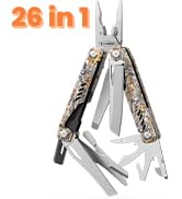 PERWIN Multi Tool - 26 in 1 Stainless Steel Multitool Pliers, Replaceable Wire Cutters, Knife, Sa...