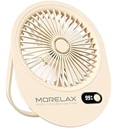 Morelax Portable Desk Fan Rechargeable,Small Personal Fan Strong Powerful Wind Battery Operated, ...