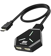 HDMI Splitter 1x2, 4K@60Hz HDMI 2.0 Splitter 1 in 2 Out for Dual Monitors, 1 Source to 2 Displays...