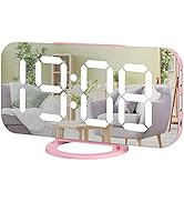 Miowachi Digital Alarm Clock,Large Mirrored LED Clock,Snooze,2 USB Charger Ports Desk Alarm Clock...