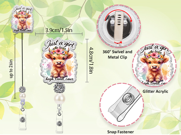 Koazava Cute Highland Cow Badge Reel