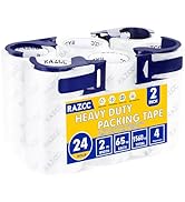 RAZCC Clear Packing Tape, 24 Rolls Heavy Duty Packaging Tape with Dispensers for Packing Shipping...