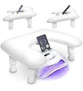 U Shaped Manicure Arm Rest for Nails Tech w/ 360° Rotating Phone Holder - Adjustable Nail Arm Res...