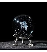 HDCRYSTALGIFTS 3D Laser Engraved Sea Turtles Crystal Ball Paperweight with Stand 60mm Glass Full ...