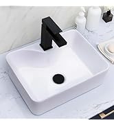 SHACO 16x12 Inch Vessel Sink, White Rectangular Above Counter Bathroom Sink, Countertop Rectangle...