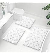 OLANLY Memory Foam Bath Mat Set of 3 Piece, Bathroom Rugs and Toilet Rug U-Shaped, Ultra Soft and...