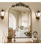 Koonmi Vintage Mirror, 30x40 Antique Decorative Mirrors with Flower Head, Bronze Ornate Mirror fo...