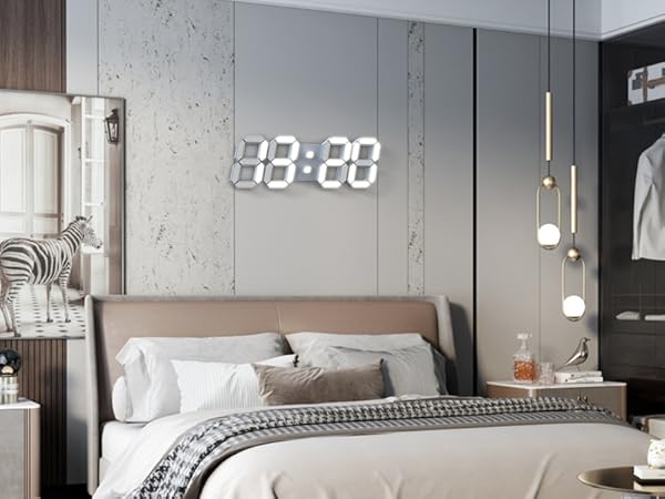 EDUP Home 3D LED Digital Wall Clock Desk Alarm Clock with Remote Control