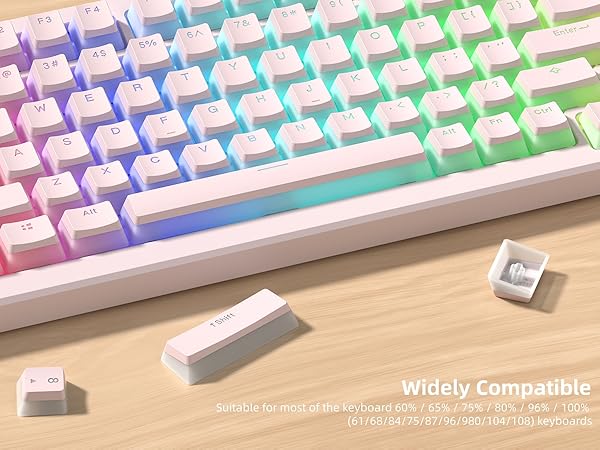Womier Pudding Keycaps, Black PBT Keycaps 60 65 75 100 Percent 130 Keys, Shine Through Key Cap
