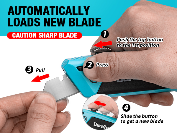 Auto-Loading Utility Knife Heavy Duty Retractable Box Cutter Quick-Change Razor Knife