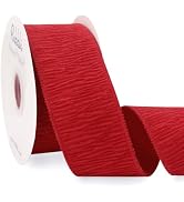 Ribbli Red Crinkled Velvet Wired Ribbon 2.5 Inch Velvet Christmas Ribbon for Gift Wrapping Christ...