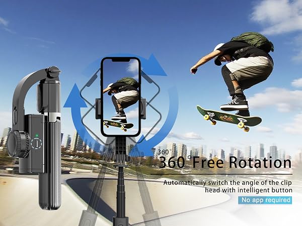 Selfie Stick Head Stabilizer, 360° Swivel Tripod with Wireless Remote, Portable Cell Phone Holder 