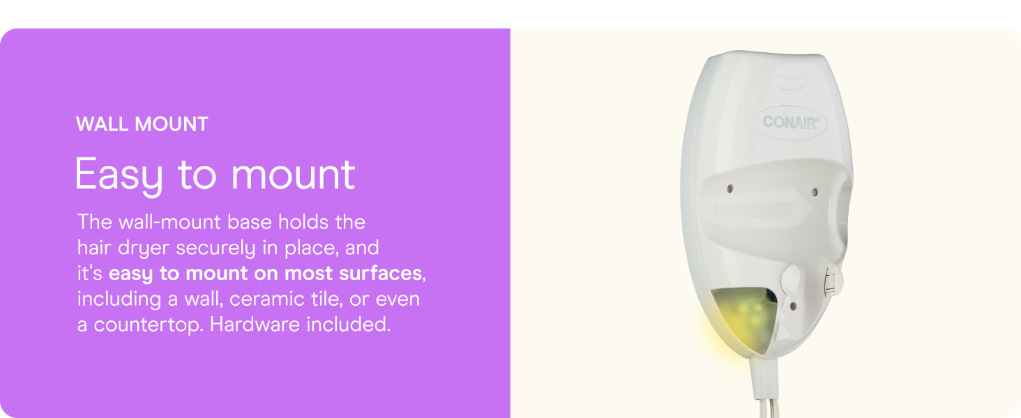 Conair small, mini, and compact hair dryer for travel. Handle folds for easy storage.