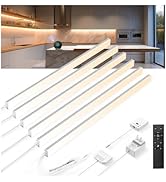 V4light Plug in Under Cabinet Lighting, 6 Pack 12 Inch Ultra-Slim LED Light Bars, Smart App/Voice...