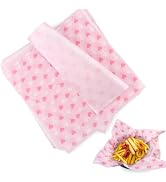 100 PCS Dry Waxed Deli Paper Sheets, 12x12 inch Sandwich Wrapping Pink Checkered, Greaseproof Foo...