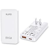 65W Flat USB C Charger - Dual USB C Foldable Plug, Suitable for Super Fast Charging of Samsung Ga...