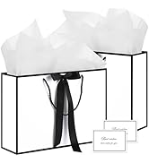 White Gift Bags with Handles, 14" Medium Gift Bags with Tissue Paper, 2 Pcs Gift Bags with 4 Tiss...