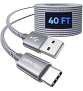 40ft Extra Long USB-C to USB-A 2.0 Cable - Durable Double Nylon Braided Charging Cable for Phone,...