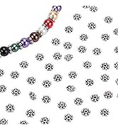 PH PandaHall 300pcs Tibetan Flower Spacer Beads 6mm Antique Silver Beads Daisy Spacers Alloy Meta...