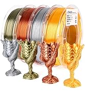 AMOLEN PLA 3D Printer Filament PLA Filament 1.75mm Silk Filament Bundle,Gold, Silver,Bronze, Red ...