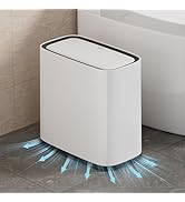 Bathroom Trash Can, 2.1 Gallon Small Slim Garbage Can with Lid and Wheels, Air-Press Bag Expander...