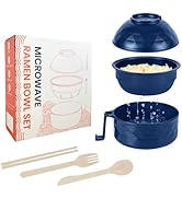 RORBAM Microwave Ramen Cooker,Ramen Bowl Set,Microwave Noodle Bowl With Chopsticks and Spoon, Col...