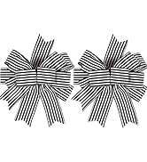 2 Pack Black White Stripe Halloween Fall Bows for Wreaths,12”x9.4”Black and White Christmas Decor...