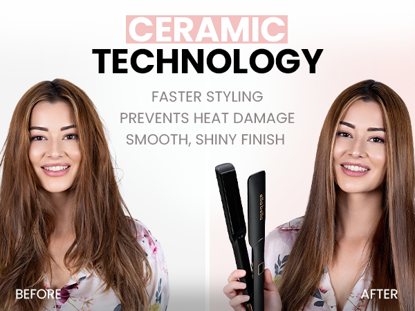 ELLA BELLA Ceramic Flat Iron Hair Straightener Professional Straightening Iron Digital Display