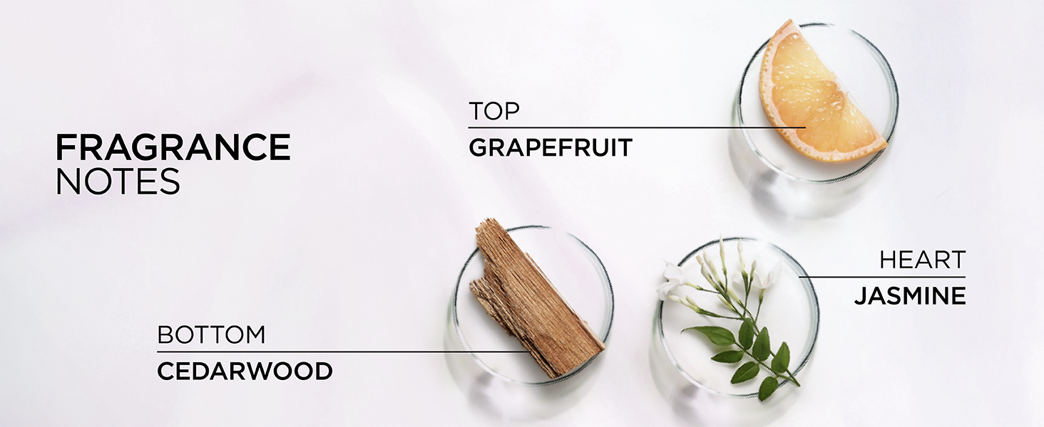 Fragrance Notes: Cedarwood, Grapefruit, and Jasmine