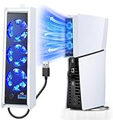 FASTSNAIL Cooling Fan for PS5 Slim Digital/Disc, Auto Speed Adjustable by Temperature Sensor, 2 F...