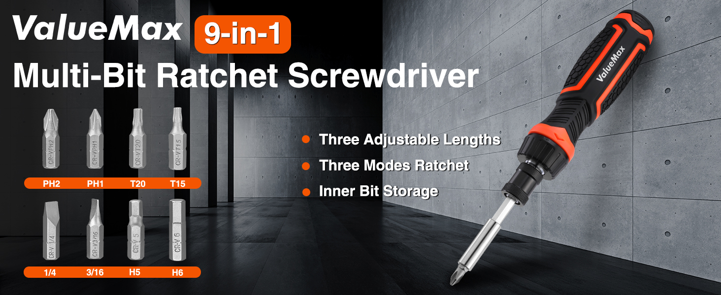 Ratcheting Screwdriver 9-In-1 Multi Screwdriver