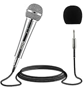 Moukey Dynamic Microphone, Karaoke Microphone with 16.4 ft XLR Cable &amp; Foam Cover, Metal Handheld...