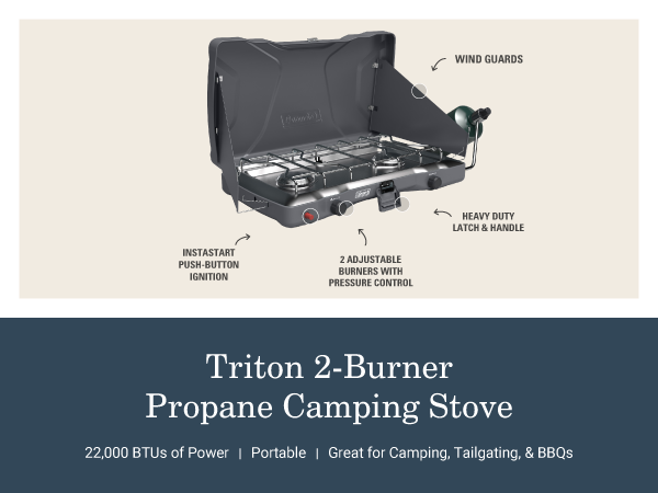 coleman triton two burner propane camping stove portable camp tailgate bbq adjustable heavy duty