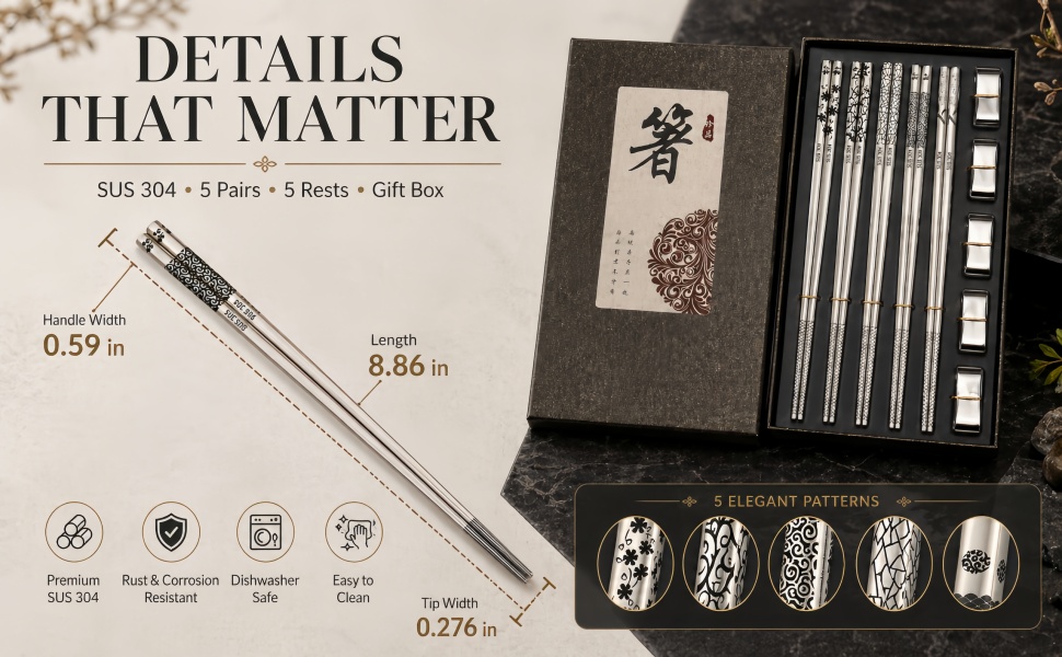 Stainless Steel Chopsticks in a Gift Box