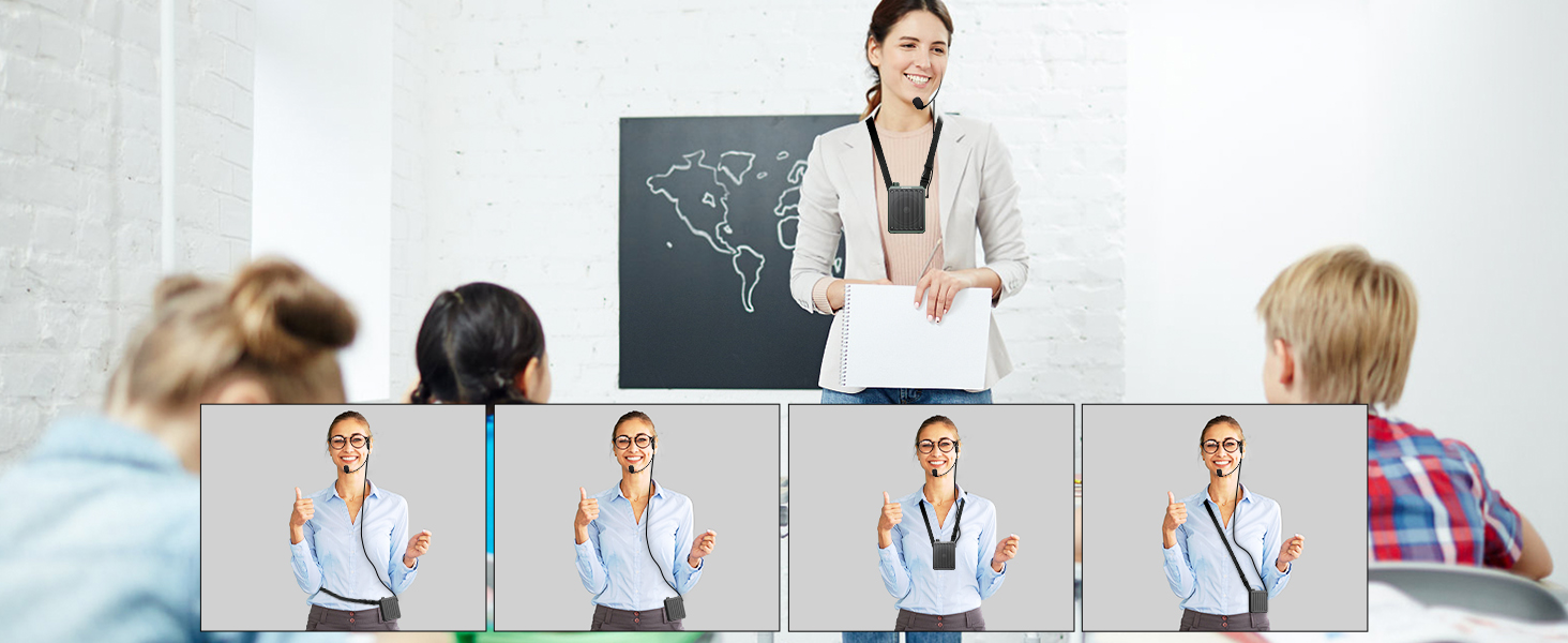 Amplifier for Teachers with Wired Microphone Headset