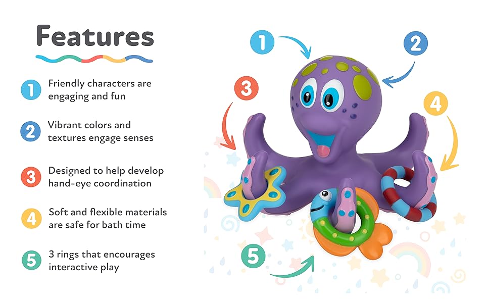 bath time, octopus toy, bath toy, nuby