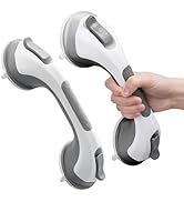 LEVERLOC Grab Bars for Bathtubs and Showers 2 Pack Suction Grab Bar, Heavy Duty 12 Inch Shower Ha...