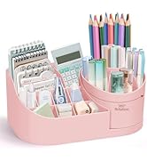 minimaliving Desk Organizer,360 Degree Rotating Pen Holder for Desk,2-in-1 Pencil Holder with 16 ...
