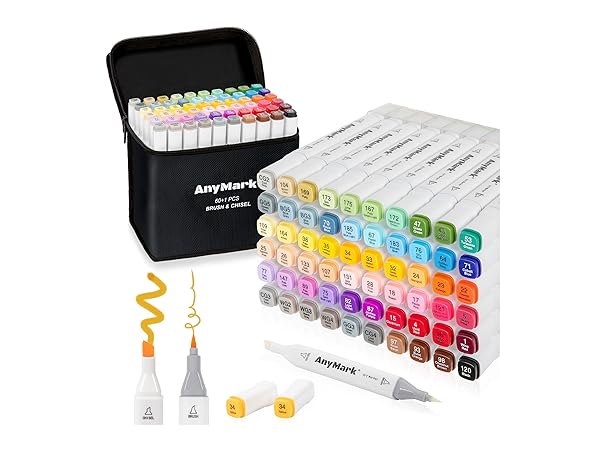 AnyMark 60 Colors Alcohol Brush Markers