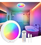 Rodalims Shower Lights for Inside Shower - 1 Pack Rechargeable Ceiling Light with Remote, Color C...