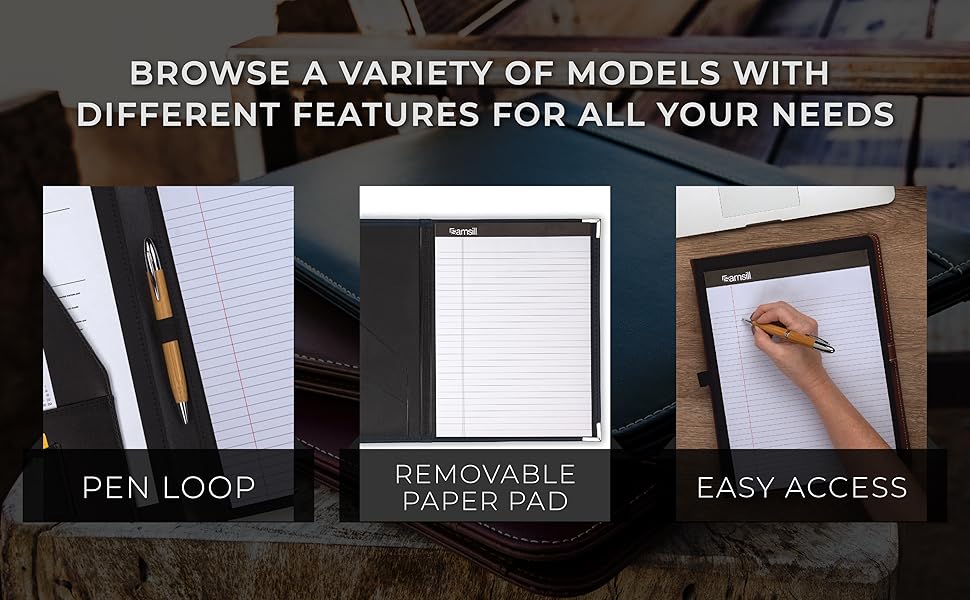 Samsill classic padfolio portfolios with pen loop, paper pad