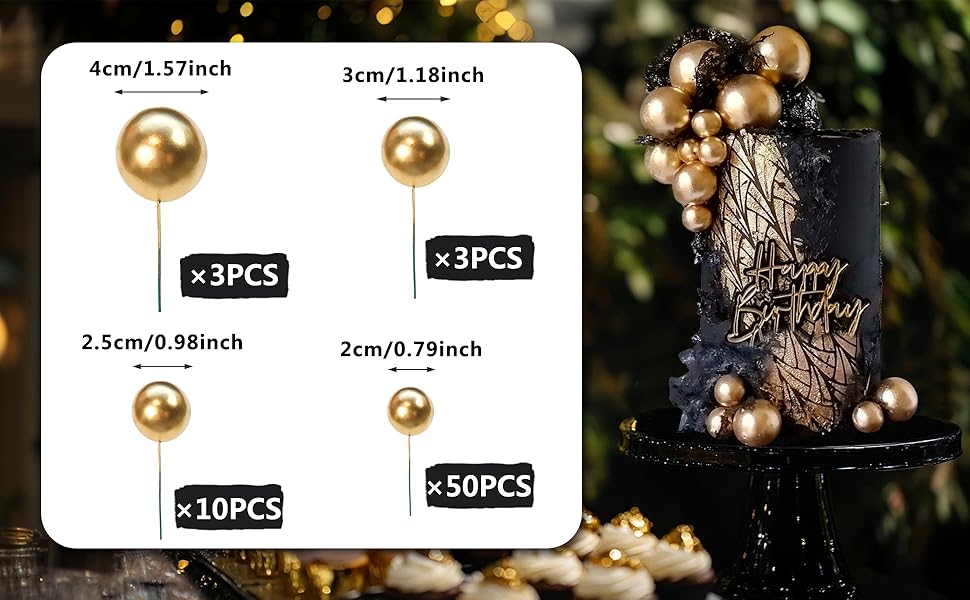 Gold Ball Cake topper