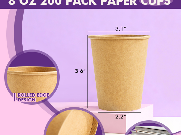 8 OZ Kraft Paper Cups