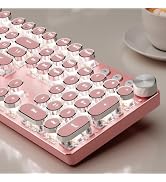 Wireless Typewriter Style Mechanical Keyboard with White Backlit, Knob | Bluetooth/2.4G/Wired, Re...