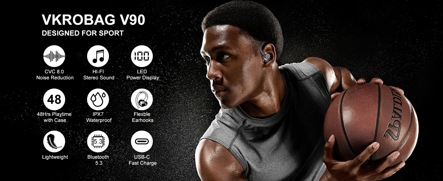 Wireless Earbuds Bluetooth 5.3 Headphones Sports